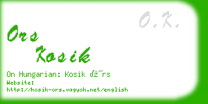 ors kosik business card